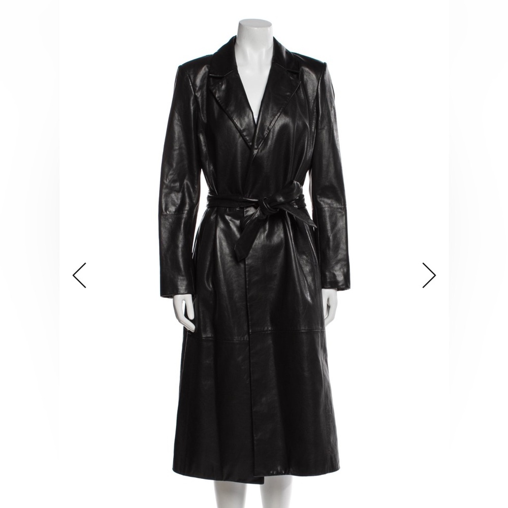 Alice + Olivia Black Leather Trench Coat